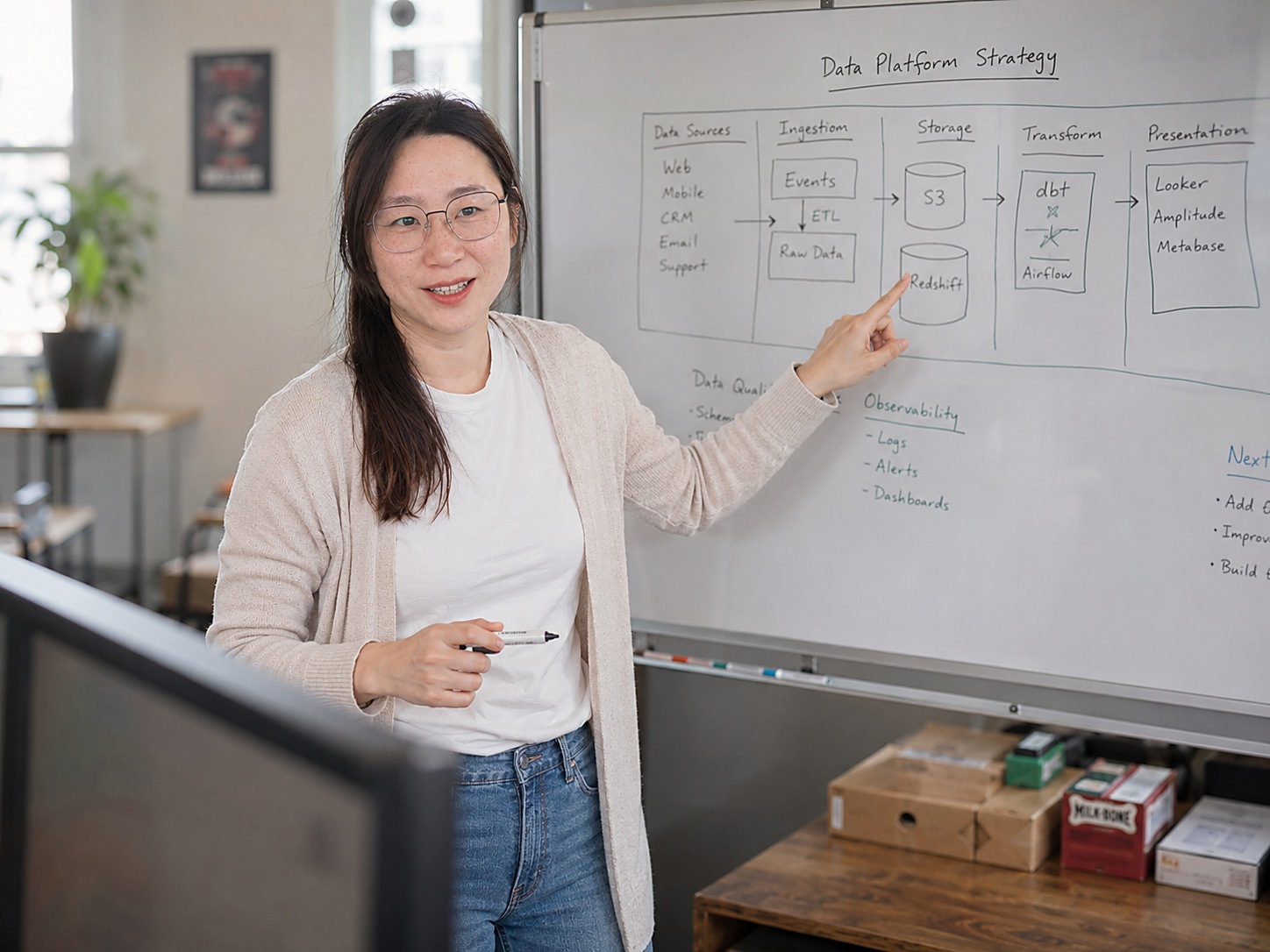 Mapping a data platform strategy on a whiteboard